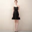 Chic / Beautiful Black Homecoming Short Graduation Dresses 2020 A-Line / Princess Square Neckline Pearl Short Sleeve Backless Formal Dresses