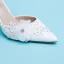 Elegant White Wedding Shoes 2020 Ankle Strap Pearl Rhinestone Lace Flower 9 cm Stiletto Heels Pointed Toe Wedding Sandals