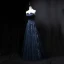 Chic / Beautiful Navy Blue Evening Dresses  2018 A-Line / Princess Crystal Strapless Sleeveless Backless Floor-Length / Long Formal Dresses