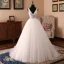 Chic / Belle Ivoire Robe De Mariée 2018 Robe Boule Appliques Perle Paillettes En Dentelle Organza V-Cou Sans Manches Dos Nu Train De Balayage Mariage
