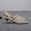 Élégant Champagne Cocktail En Dentelle Sandales Femme 2020 Slingbacks 4 cm Talons Aiguilles Talon Bas À Bout Pointu Sandales