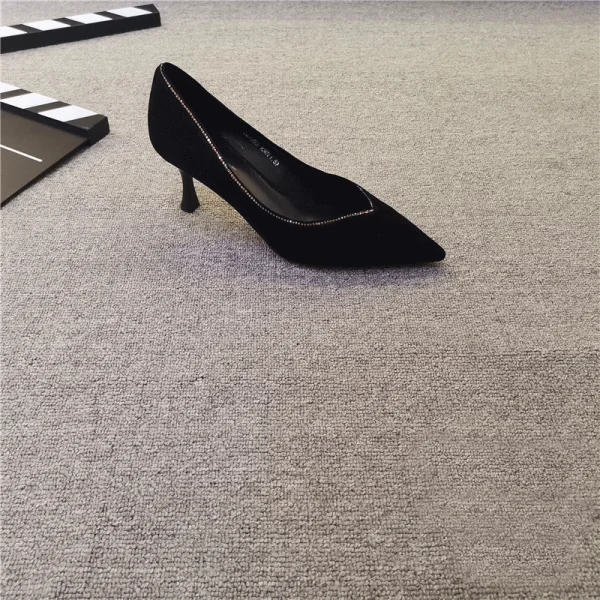 Vintage / Retro Black Prom Pumps 2020 Suede Rhinestone 7 cm Stiletto Heels Pointed Toe Pumps