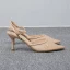 Schöne Nude Cocktail Spitze Sandalen Damen 2020 Knöchelriemen 6 cm Stilettos Spitzschuh Sandaletten