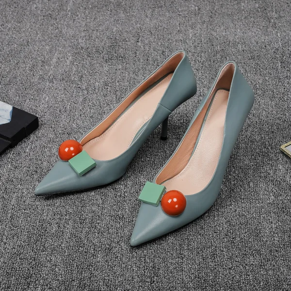 Härlig Himmelsblå Tidsbeställning Pumps 2020 7 cm Stilettklackar Spetsiga Pumps