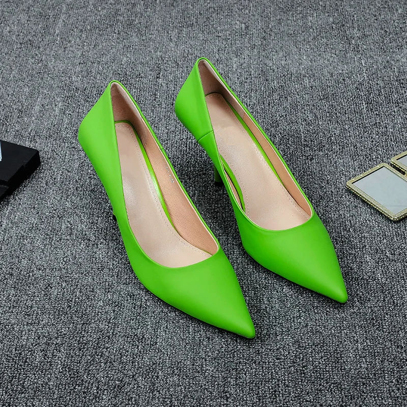Modest Simple Lime Green Office Ol Pumps 2020 7 Cm Stiletto Heels Pointed  Toe Pumps