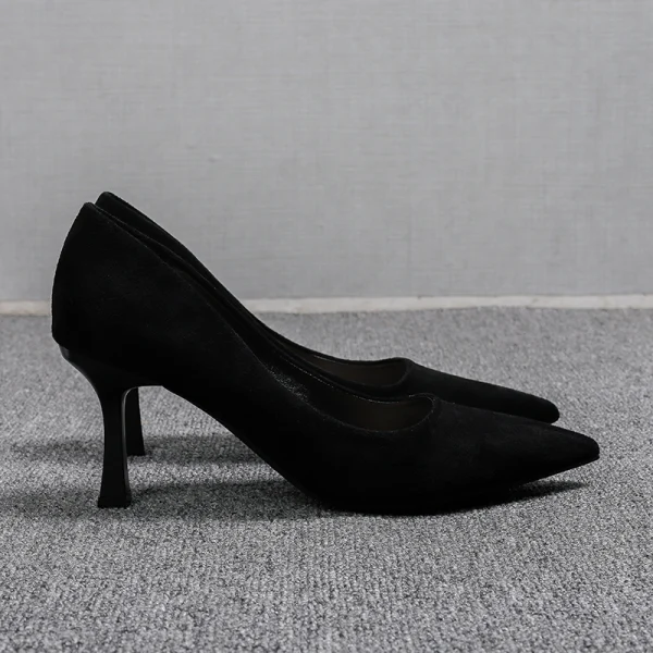 Chic / Belle Noire Bureau OL Daim Escarpins 2020 6 cm Talons Aiguilles À Bout Pointu Escarpins