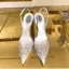 Charmant Rougissant Rose Cocktail Faux Diamant Sandales Femme 2020 Slingbacks 7 cm Talons Aiguilles À Bout Pointu Sandales