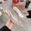 Charmant Sommer Himmelblau Cocktail Damenschuhe 2020 Strass Pailletten Spitzschuh Flache Sandaletten