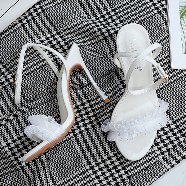 Charmant Schwarz Garten / Im Freien Sommer Sandalen Damen 2020 Knöchelriemen 10 cm Stilettos Peeptoes Sandaletten