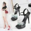 Sexy Noire Club de carnaval Faux Diamant Sandales Femme 2020 Bride Cheville 15 cm Talons Aiguilles Peep Toes / Bout Ouvert Sandales