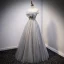 Mode Sølv Glitter Gallakjoler 2021 Prinsesse Off-The-Shoulder Beading Perle Pailletter Ærmeløs Halterneck Lange Galla Kjoler