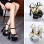 Najpiękniejsze / Ekskluzywne Czarne Karnawał Sandały Damskie 2020 Z Paskiem 17 cm Grubym Obcasie Peep Toe Sandały