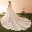Luxury / Gorgeous Champagne Wedding Dresses 2018 Ball Gown Lace Appliques Beading Crystal Sequins Scoop Neck Backless Sleeveless Cathedral Train Wedding