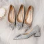 Sparkly Silver Rhinestone Wedding Shoes 2020 Sequins 7 cm Thick Heels Pointed Toe Wedding Pumps