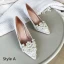 Elegant White Pearl Rhinestone Wedding Shoes 2020 7 cm Stiletto Heels Pointed Toe Wedding Pumps