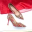 Chinese style Red Wedding Shoes 2020 Pearl Rhinestone 8 cm Stiletto Heels Pointed Toe Wedding Pumps