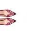 Chic / Beautiful Burgundy Satin Wedding Shoes 2021 Leather Pearl Rhinestone 9 cm Stiletto Heels Pointed Toe Wedding Pumps High Heels