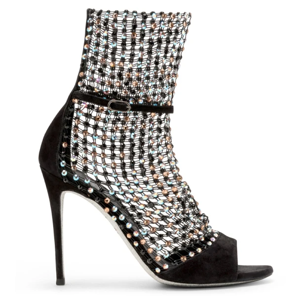 Sexy Silver Pierced Rhinestone Cocktail Party Womens Sandals 2020 Leather 9 cm Stiletto Heels Open / Peep Toe Sandals