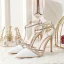 Sexy Ivory Evening Party Rhinestone Womens Sandals 2020 T-Strap 10 cm Stiletto Heels Pointed Toe Sandals