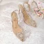 Sexy Transparent Gold Evening Party Rhinestone Womens Sandals 2020 Ankle Strap 10 cm Stiletto Heels Pointed Toe Sandals