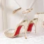 Transparent Gold Evening Party Womens Sandals 2020 Ankle Strap Rivet 10 cm Stiletto Heels Pointed Toe Sandals