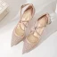 Chic / Beautiful Nude Casual Rhinestone Womens Sandals 2020 X-Strap 8 cm Stiletto Heels Pointed Toe Sandals