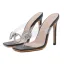 Sexy Transparent Sommer Silber Cocktail Sandalen Damen 2020 Strass Schleife 11 cm Stilettos Peeptoes Sandaletten