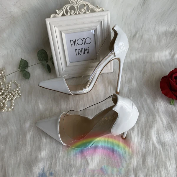Chic / Beautiful White Office OL Patent Leather Pumps 2020 12 cm Stiletto Heels Pointed Toe Pumps