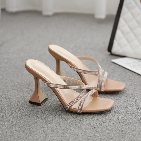 Simple Blanche Été Vêtement de rue Faux Diamant Sandales Femme 2020 12 cm Talons Aiguilles Peep Toes / Bout Ouvert Sandales