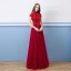 Chic / Beautiful Burgundy Evening Dresses  2018 A-Line / Princess Beading Lace Sequins Crystal High Neck Floor-Length / Long Short Sleeve Formal Dresses