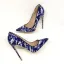 Chic / Beautiful Ocean Blue Cocktail Party Doodle Pumps 2020 12 cm Stiletto Heels Pointed Toe Pumps