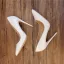 Schlicht Ivory / Creme Büro OL Leder Pumps 2020 Lackleder 10 cm Stilettos Spitzschuh Pumps