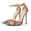 Chic / Beautiful Khaki Street Wear Snakeskin Print Womens Sandals 2020 Ankle Strap 12 cm Stiletto Heels Pointed Toe Sandals