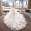 Elegant Ivory Wedding Dresses 2018 Ball Gown Lace Flower Pearl Cascading Ruffles Strapless Backless Sleeveless Royal Train Wedding