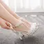 Elegant Ivory Prom Pearl Womens Shoes 2020 Rhinestone Lace Flower Ankle Strap 10 cm Stiletto Heels Open / Peep Toe Sandals
