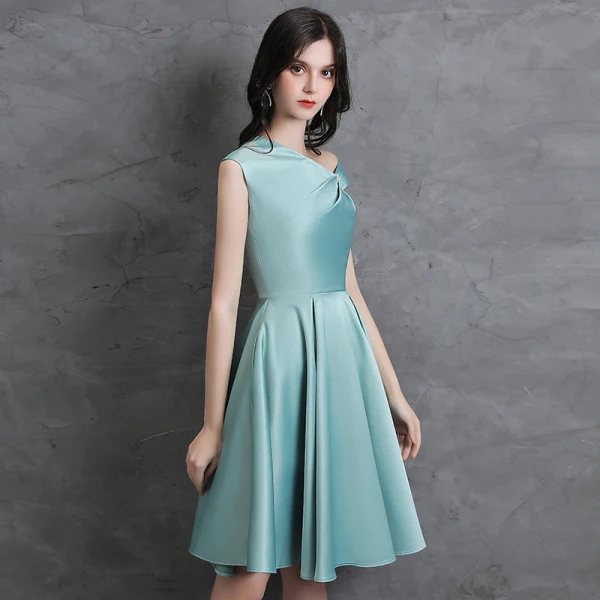 Fashion Mint Green Homecoming Satin Graduation Dresses 2021 A-Line Princess Pearl Formal