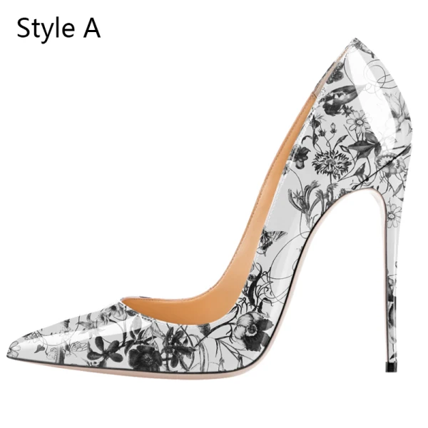 Fine Multi-Farger Ball Pumps 2020 Patent Lær 12 cm Stiletthæler Spisse Pumps