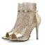 Moda Srebrny Karnawał Przebili Sandały Damskie 2020 10 cm Szpilki Peep Toe Sandały