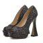 Scintillantes Argenté Club de carnaval Paillettes Sandales Femme 2020 13 cm Talons Épais Peep Toes / Bout Ouvert Sandales
