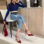 Charmant Noire Vêtement de rue Sandales Femme 2020 Cuir 8 cm Talons Aiguilles À Bout Pointu Sandales