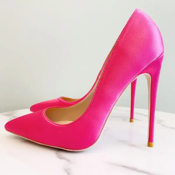 Chic / Beautiful Fuchsia Street Wear Pumps 2020 Leather 10 cm Stiletto Heels Pointed Toe Pumps