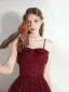 Chic / Beautiful Burgundy Homecoming Prom Dresses Evening Dresses  Graduation Dresses 2021 A-Line / Princess Spaghetti Straps Beading Crystal Sequins Sleeveless Backless Floor-Length / Long Formal Dresses