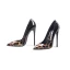 Chic / Beautiful Black Office Patent Leather Pumps 2020 Leopard Print 10 cm Stiletto Heels Pointed Toe Pumps