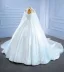 Haut de Gamme Ivoire Perlage Perle Robe De Mariée 2021 Robe Boule Encolure Dégagée Manches Longues Royal Train Mariage