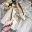 Elegant Ivory Satin Pearl Wedding Shoes 2021 8 cm Stiletto Heels Pointed Toe Wedding Pumps High Heels