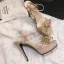 Charmant Noire Cocktail Sandales Femme 2020 Faux Diamant Noeud Cuir 12 cm Talons Aiguilles Peep Toes / Bout Ouvert Sandales