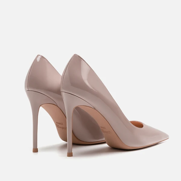Chic / Beautiful Nude Office OL Pumps 2020 Leather Patent Leather 10 cm Stiletto Heels Pointed Toe Pumps