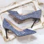 Scintillantes Bleu Roi Soirée Paillettes Escarpins 2020 Cuir 8 cm Talons Aiguilles À Bout Pointu Escarpins
