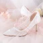 Eleganckie Kość Słoniowa Z Koronki Buty Ślubne 2020 7 cm Szpilki Szpiczaste Czółenka