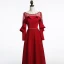 Modern / Fashion Burgundy See-through Evening Dresses  2018 A-Line / Princess Scoop Neck Long Sleeve Beading Sash Floor-Length / Long Ruffle Backless Formal Dresses